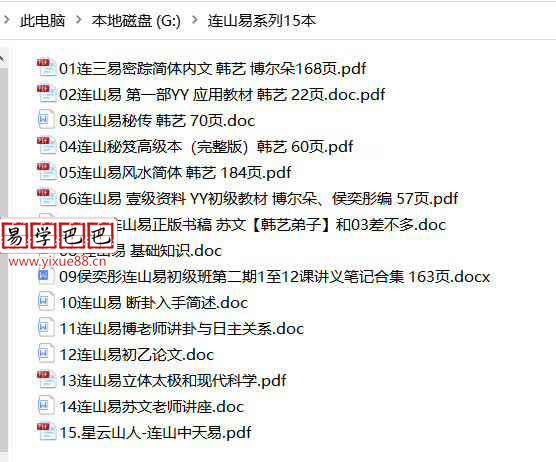 连山易系列15本电子书，韩艺，博尔朵，侯奕彤等作品和讲课内部资料 夸克网盘下载-优选易学