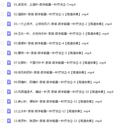 李斌数字能量一针疗法第二季实战训练营视频13集 百度云下载-优选易学