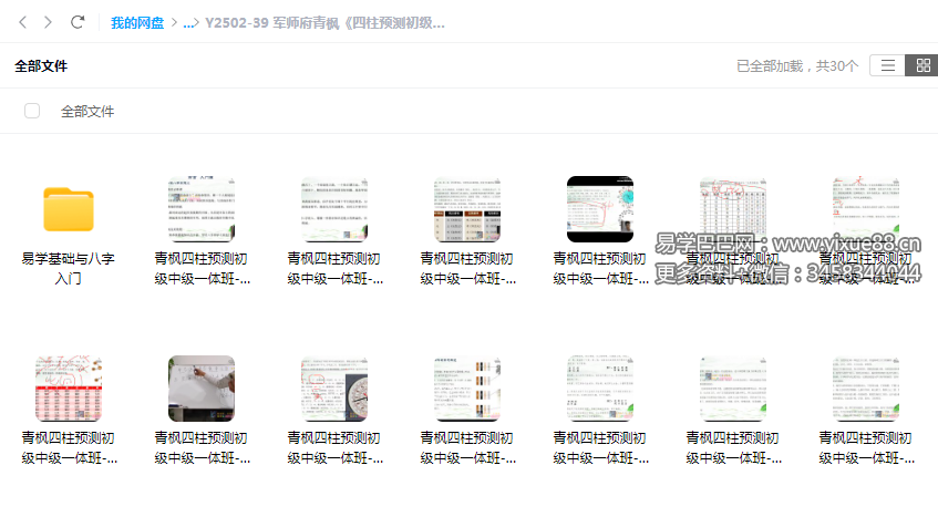 军师府青枫《四柱预测初级中级一体班》29集视频-优选易学
